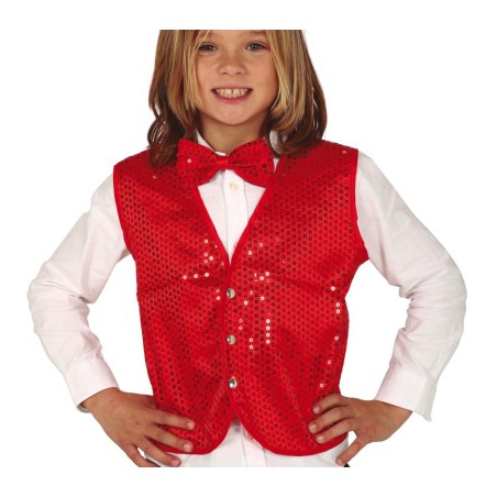 Chaleco Rojo infantil con lentejuelas para niño-Tus disfraces baratos