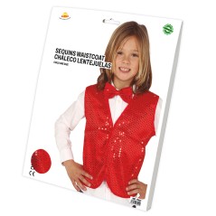 Chaleco Rojo infantil con lentejuelas para niño-Tus disfraces baratos