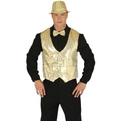 Chaleco lentejuelas oro para hombre