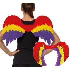 Alas plumas multicolor arco iris orgullo 80x50 cm- Tus disfraces baratos