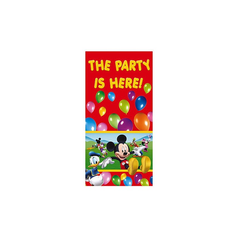Cartel Mickey the party its here 90x13 cm 2 unid