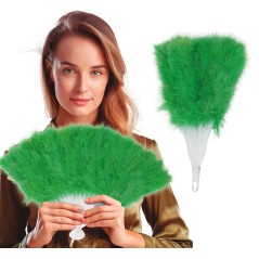 Abanico plumas verde 16 palas-Tus disfraces baratos