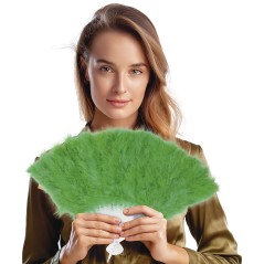 Abanico plumas verde 16 palas