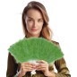 Abanico plumas verde 16 palas