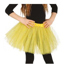 Tutu infantil amarillo con brillantina para niña 30 cm