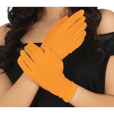 Guantes naranja cortos 20 cm-Tus disfraces baratos
