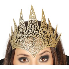 Diadema reina malvada en color oro malefica-Tus Disfraces baratos