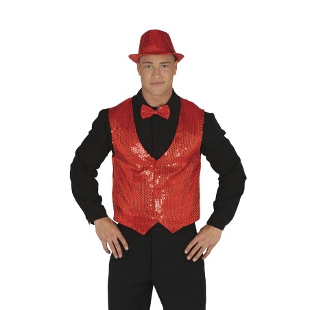 Chaleco lentejuelas rojo para hombre