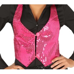 Chaleco rosa lentejuelas para mujer-Tus disfraces baratos