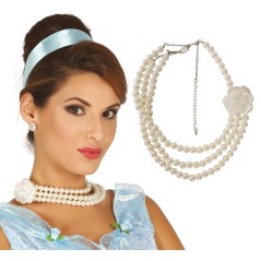 Collar perlas con flor años 20-Tus disfraces baratos