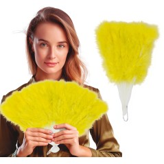 Abanico plumas amarillo 16 palas-Tus disfraces baratos