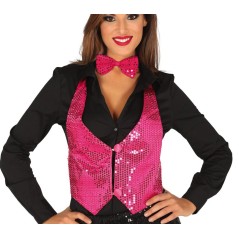 Chaleco rosa lentejuelas para mujer