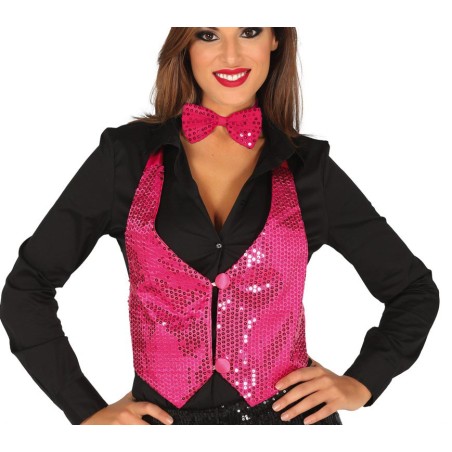 Chaleco rosa lentejuelas para mujer