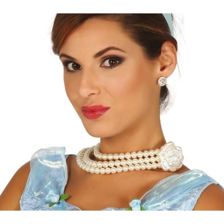 Collar perlas con flor años 20