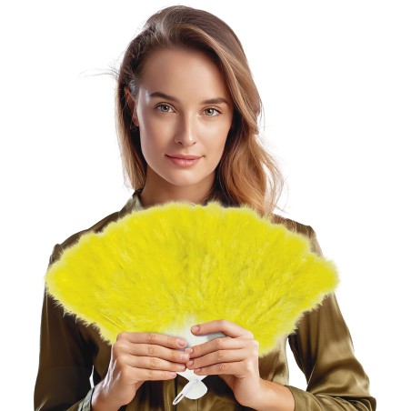 Abanico plumas amarillo 16 palas