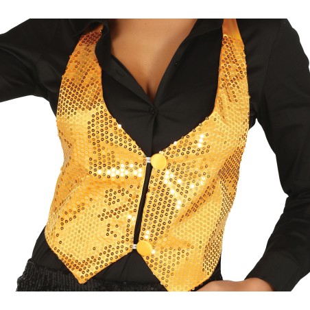Chaleco lentejuelas oro para mujer-Tus disfraces baratos