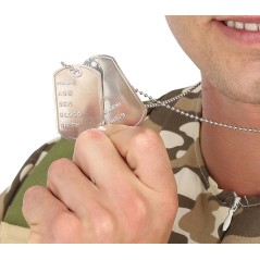 Colgante con chapa de identificacion militar ejercito-Tus disfraces baratos