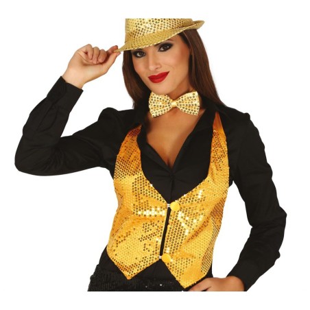 Chaleco lentejuelas oro para mujer