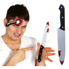 Cuchillo de cocina con sangre 30 cm para halloween-Tus Disfraces
