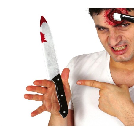 Cuchillo de cocina con sangre 30 cm para halloween