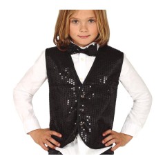 Chaleco negro infantil con lentejuelas para niño-Tus disfraces baratos