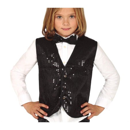 Chaleco negro infantil con lentejuelas para niño-Tus disfraces baratos