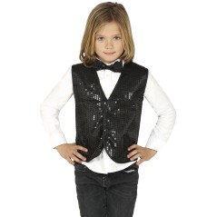 Chaleco negro infantil con lentejuelas para niño