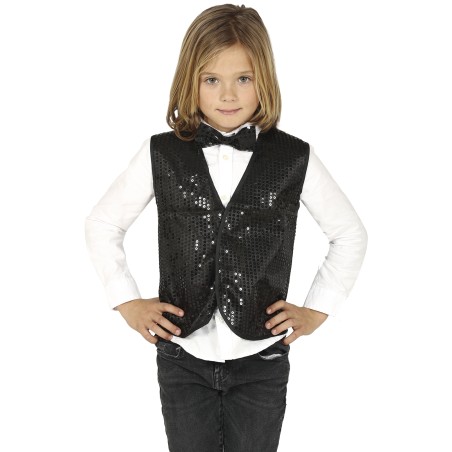 Chaleco negro infantil con lentejuelas para niño