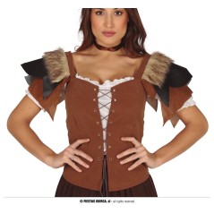 Chaleco  aladeana o vikinga para mujer simil cuero-Tus disfraces baratos