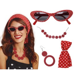 Conjunto años 50 cinta gafas pendientes y collar-Tus disfraces baratos