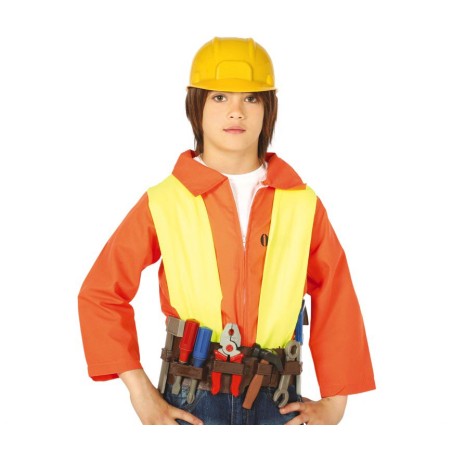 Cinturon obrero con herramientas y casco infantil