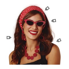 Conjunto años 50 cinta gafas pendientes y collar
