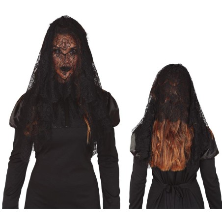Mantilla negra velo negro viuda-Tus Disfraces