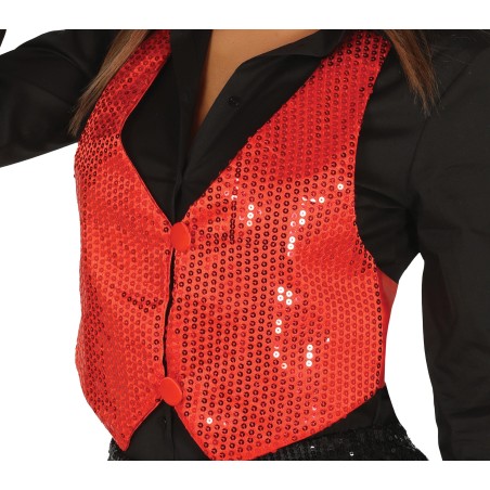 Chaleco lentejuelas rojo para mujer-Tus disfraces baratos