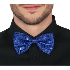 Pajarita azul lentejuelas 12 cm-Tus disfraces baratos