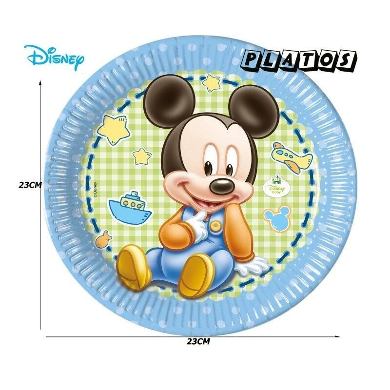 Platos Mickey Mouse Bebe 8 uds de 23 cm