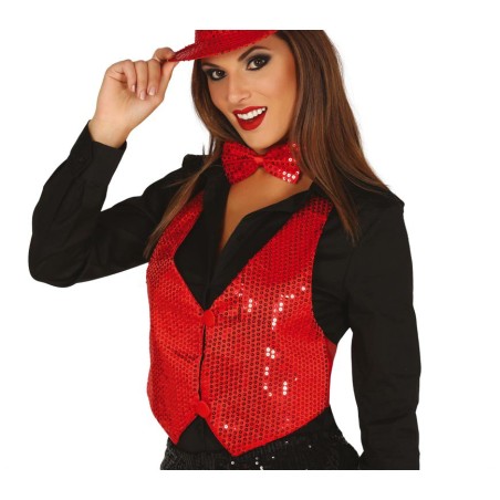 Chaleco lentejuelas rojo para mujer
