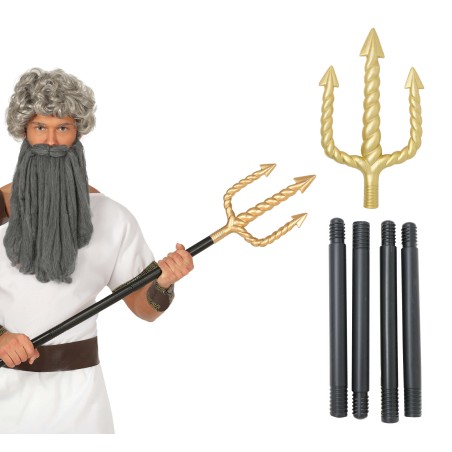 Tridente de poseidon 135 cm negro oro-Tus disfraces baratos