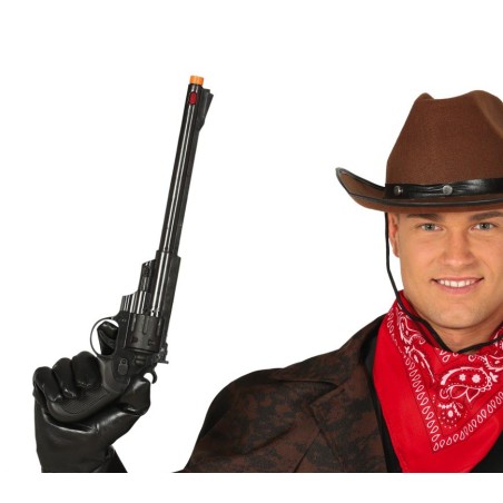 Pistola vaquera negra cañon largo de 43 cm revolver