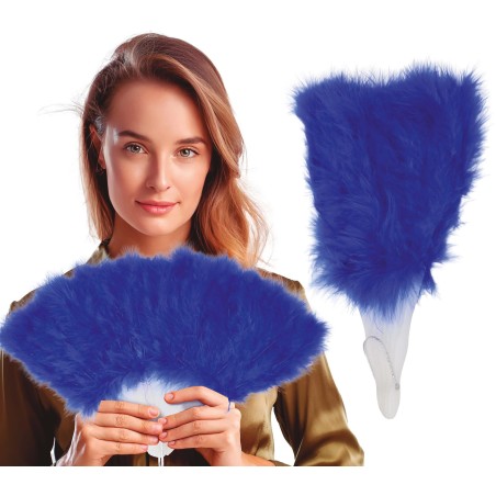 Abanico plumas azul 21 palas-Tus disfraces baratos