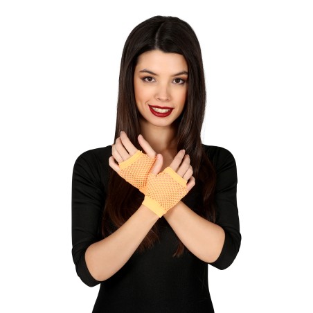 Guantes malla naranja rejilla cortos 11 cm