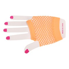 Guantes malla naranja rejilla cortos 11 cm-Tus disfraces baratos