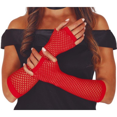 Guantes malla rojos 26 cm rejilla