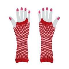 Guantes malla rojos 26 cm rejilla-Tus disfraces baratos