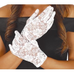 Guantes blancos calados 22 cm cortos-Tus disfraces baratos