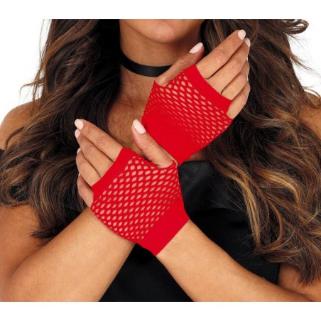 Guantes malla rojos rejilla cortos 11 cm