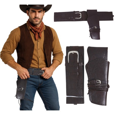 Carturchera vaquero negra de piel-Tus disfraces baratos