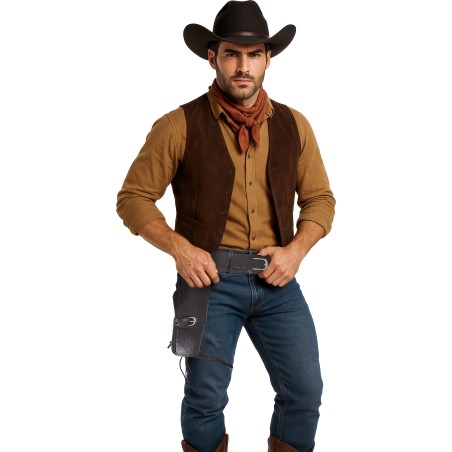 Carturchera vaquero negra de piel