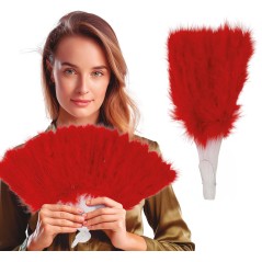Abanico plumas rojo 16 palas-Tus disfraces baratos