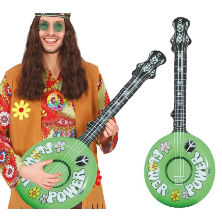 Banjo hinchable guitarra hippy flower-Tus disfraces baratos